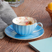 bone china pumpkin coffee cup and saucer, view 5 - MRSLM