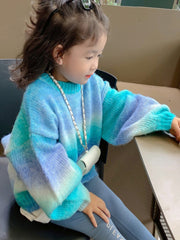 mom and kids matching striped sweater coat, view 2 - MRSLM