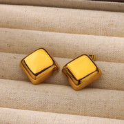 geometric square stud earrings, view 3 - MRSLM