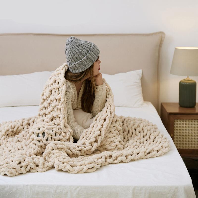 chenille chunky knit blanket throw - MRSLM