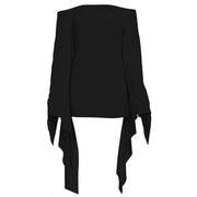 off-shoulder backless slim fit dress, view 5 - MRSLM