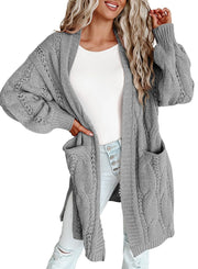 women's long cardigan sweater with pockets, view 7 - MRSLM