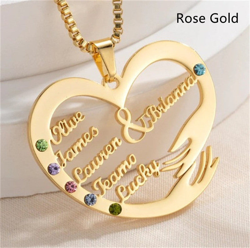 birthstone heart pendant necklace, view 6 - MRSLM