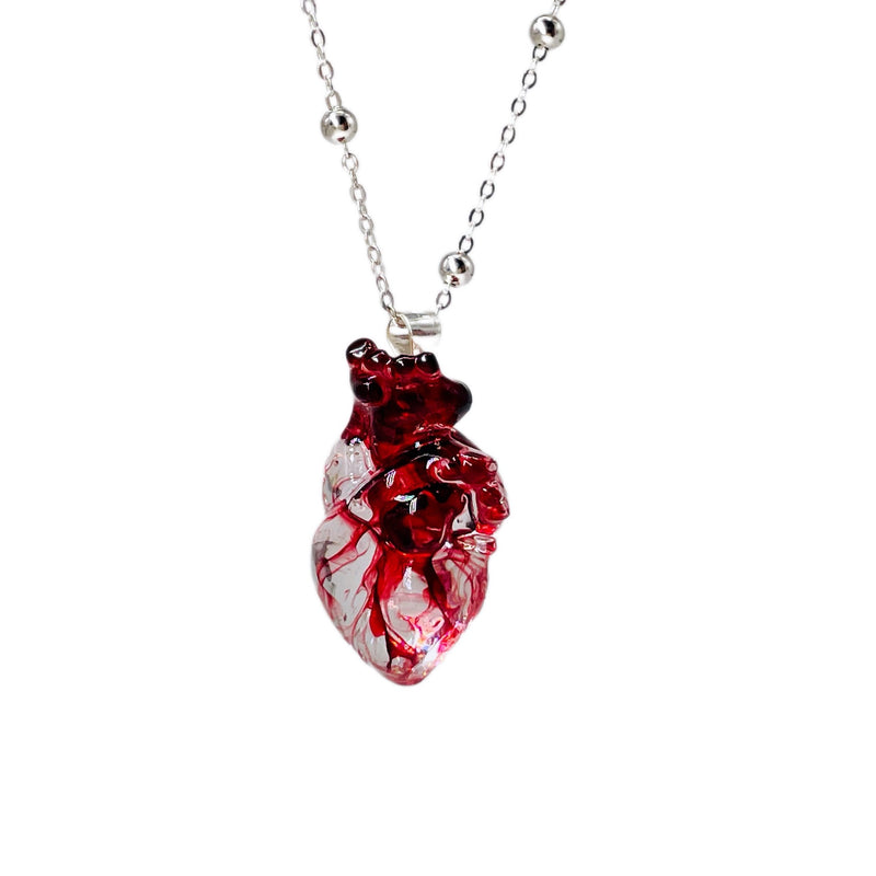 Handmade gothic red heart pendant necklace, view 6 - MRSLM