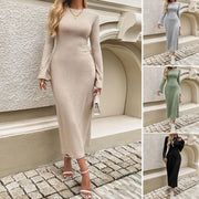 bell sleeve knitted dress, view 2 - MRSLM