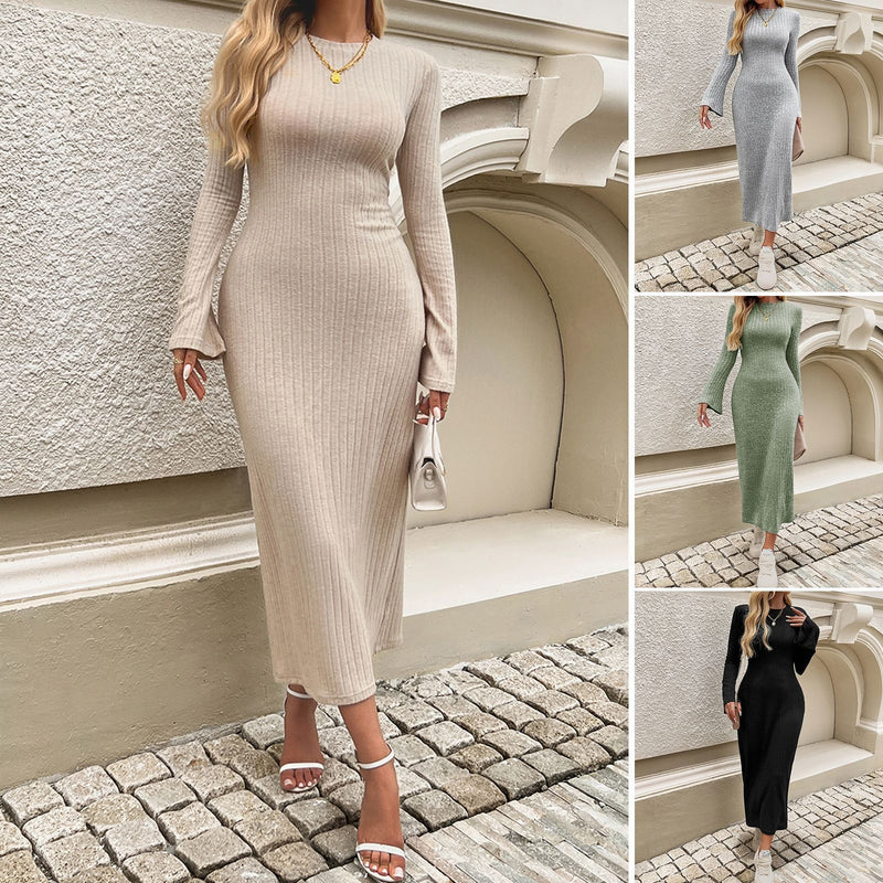 bell sleeve knitted dress, view 2 - MRSLM