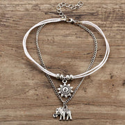 bohemian star elephant double layer anklet, view 7 - MRSLM