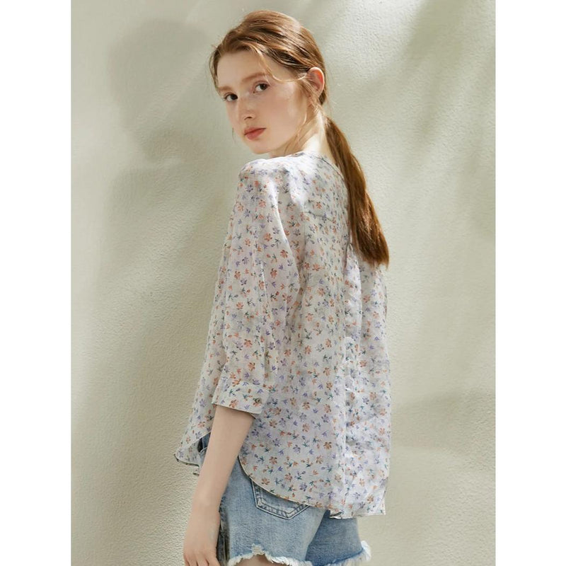 ramie floral blouse, view 6 - MRSLM