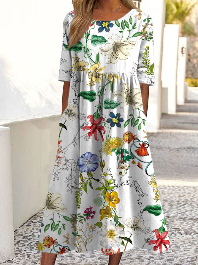 women's printed short sleeve dress, view 7 - MRSLM