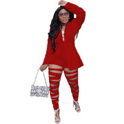 women's solid color blouse and pants casual suit, view 9 - MRSLM