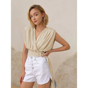 women's wrap blouse, view 9 - MRSLM