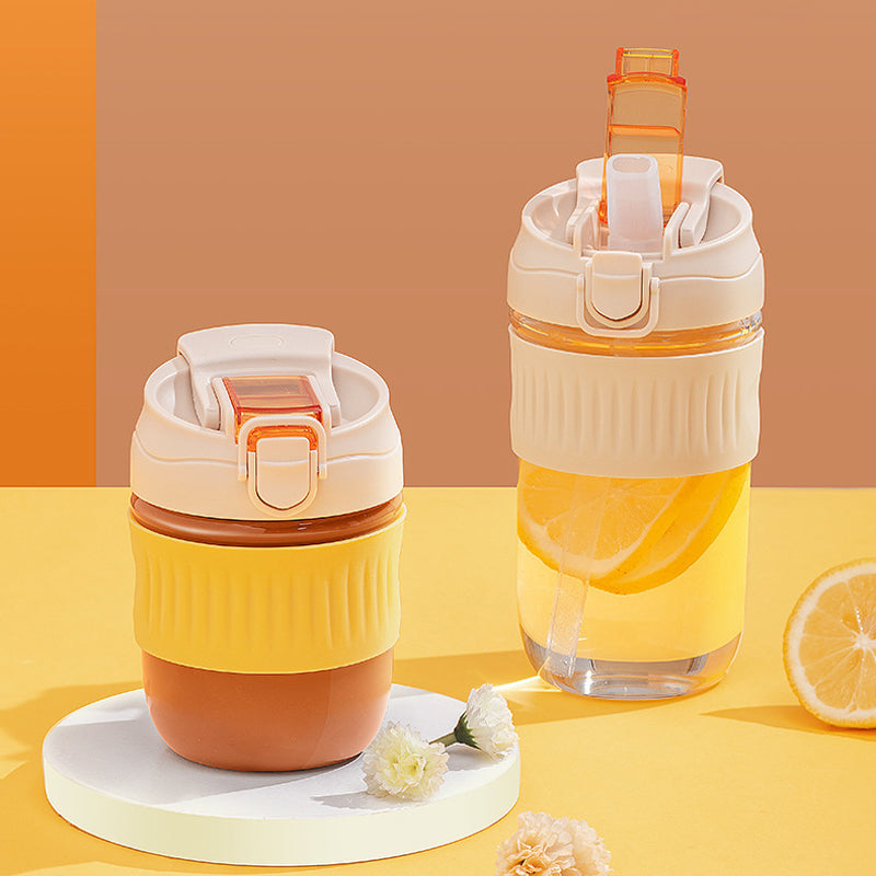 portable glass water bottle with straw, view 5 - MRSLM