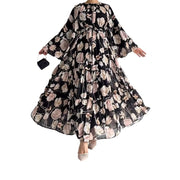 chiffon flower print long dress, view 4 - MRSLM