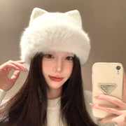 cat-ear knitted cotton hat, view 2 - MRSLM