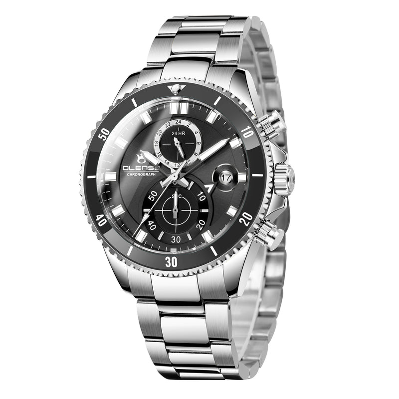 men's classic six-hand steel watch, view 2 - MRSLM