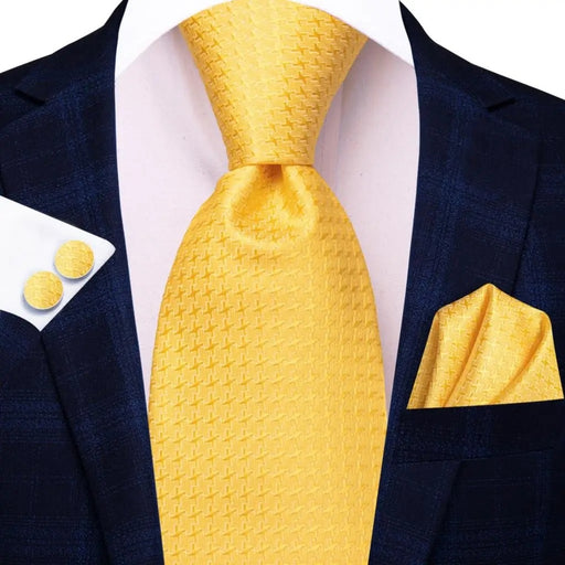 yellow gold dot silk necktie set for men - MRSLM
