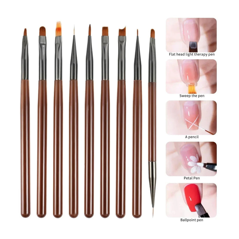 9-piece UV gel nail art brush set, view 8 - MRSLM