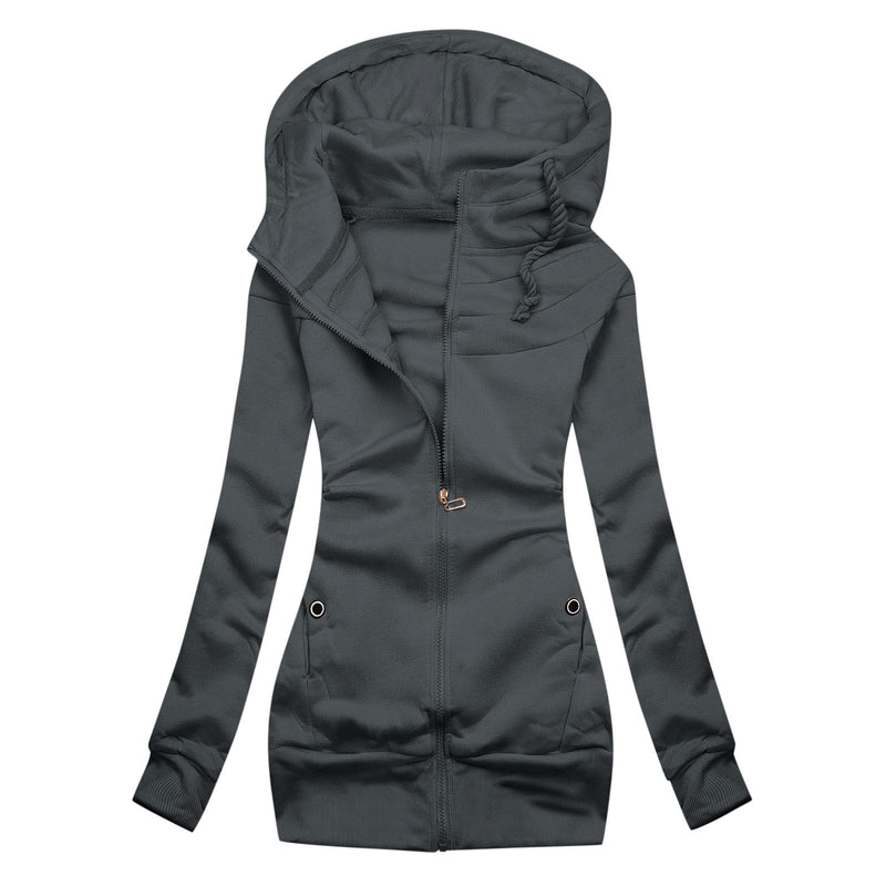 women's plush hooded zip sweater coat, view 4 - MRSLM