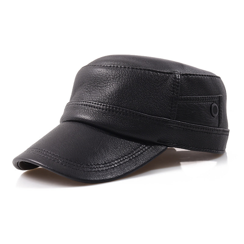 flat-top men's sheepskin newsboy cap, view 9 - MRSLM