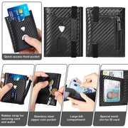 slim carbon leather RFID wallet, view 6 - MRSLM