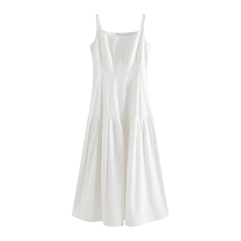 white suspender long dress, view 7 - MRSLM