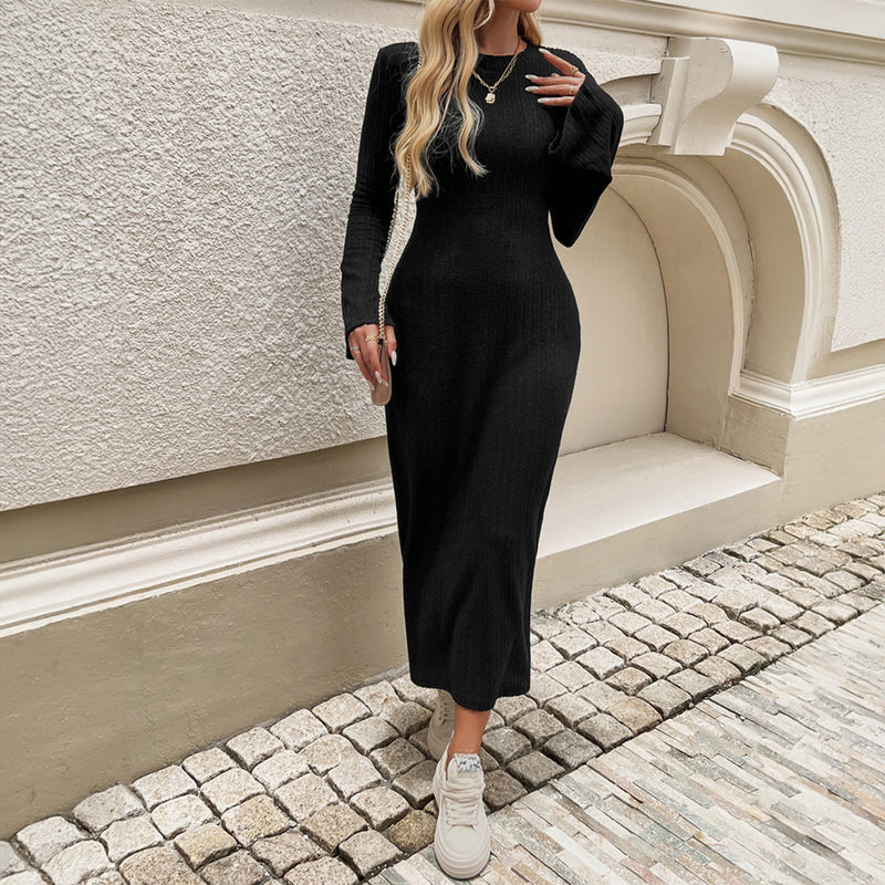 bell sleeve knitted dress, view 4 - MRSLM