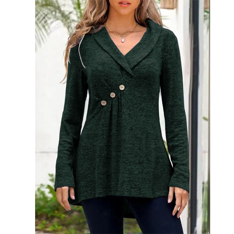 women's v-neck button knit sweater, view 4 - MRSLM