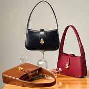 wine red genuine leather half moon shoulder bag - MRSLM