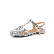 summer leather gladiator sandals with low heel, view 15 - MRSLM