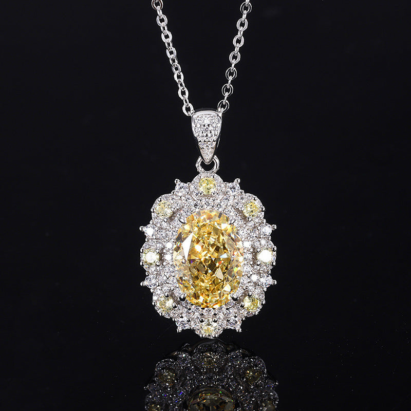 silver flower gemstone necklace, view 6 - MRSLM