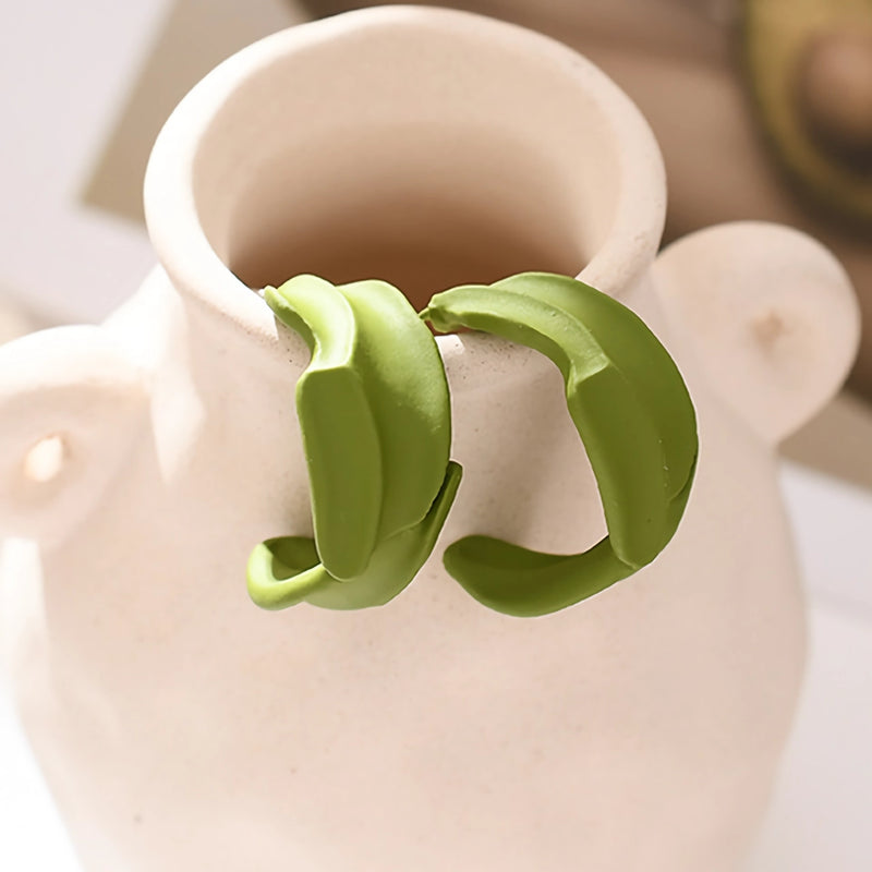 Green leaf geometric drop earrings - MRSLM