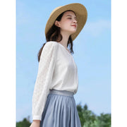 V-neck long-sleeve blouse, view 5 - MRSLM