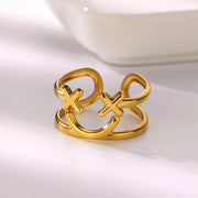 adjustable gold leaves ring, view 7 - MRSLM