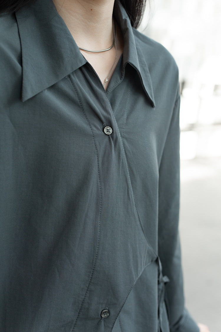 side lace-up waist loose shirt, view 7 - MRSLM