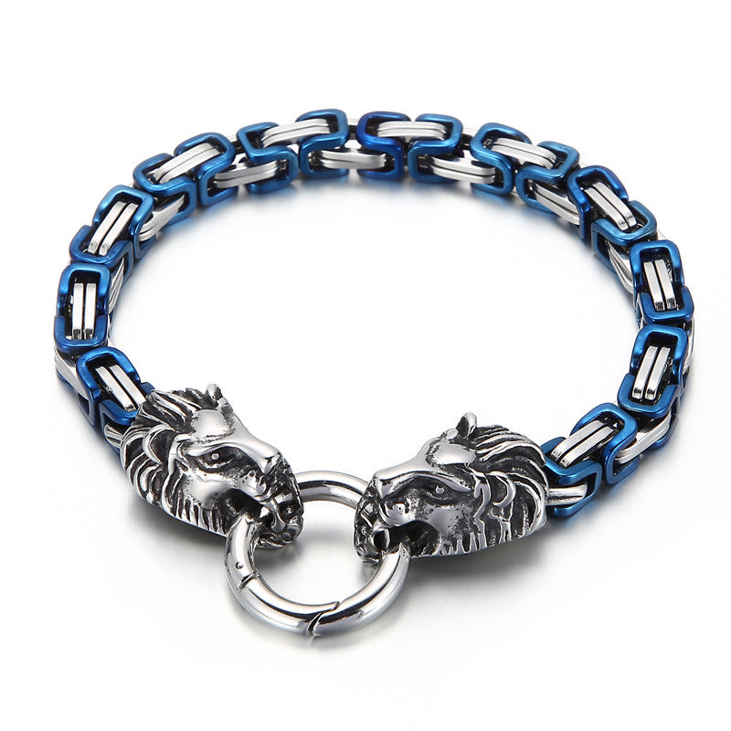 lion head king chain titanium steel bracelet, view 4 - MRSLM
