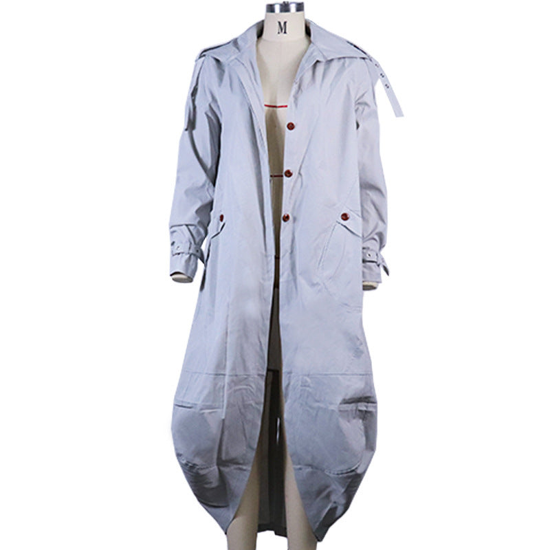 large lapel mid-length trench coat, view 3 - MRSLM