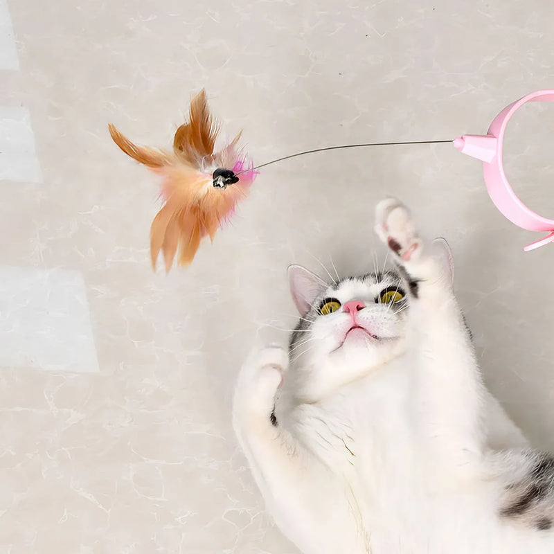 cat feather teaser stick with bell, view 4 - MRSLM