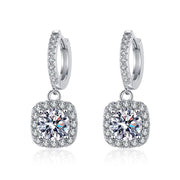 silver moissanite square stud earrings, view 5 - MRSLM