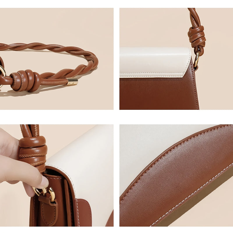 Genuine leather twisted rope handbag, view 7 - MRSLM