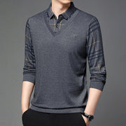 fake two-piece lapel men's t-shirt, view 9 - MRSLM