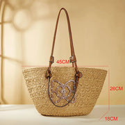 striped straw beach bag, view 9 - MRSLM