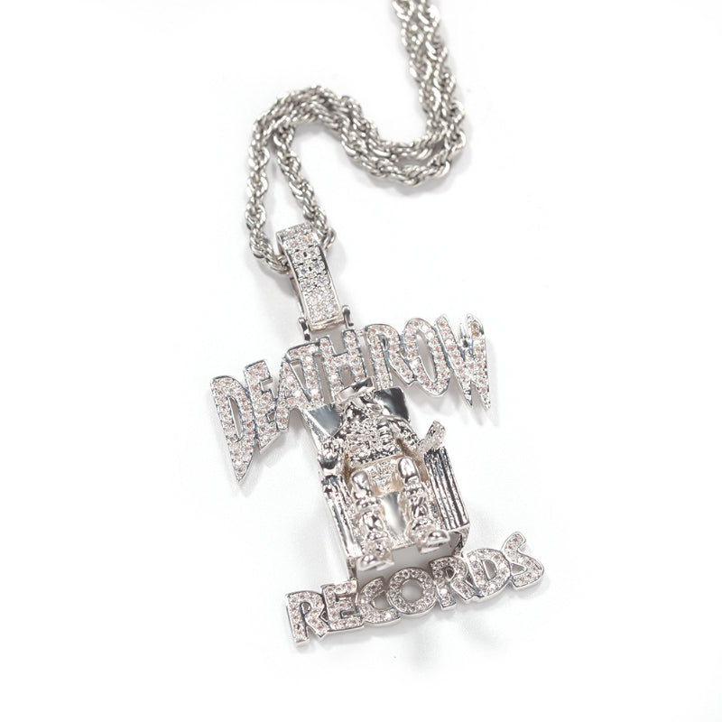 zircon monogram pendant hip hop necklace, view 4 - MRSLM