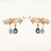 blue water drop silver earrings, view 2 - MRSLM