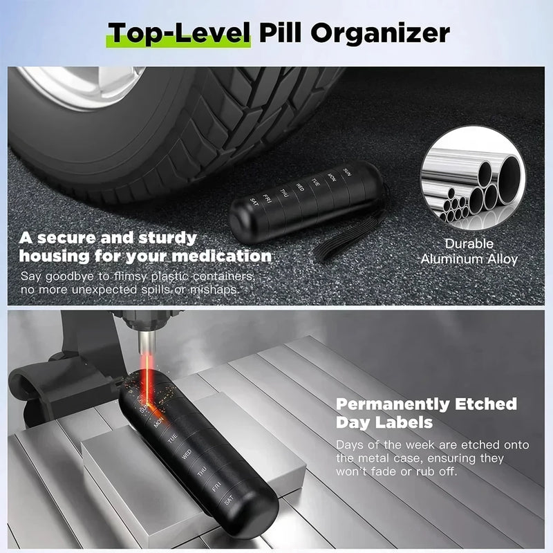portable metal pill organizer, view 5 - MRSLM