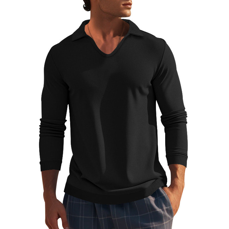 men's loose lapel long sleeve t-shirt, view 5 - MRSLM
