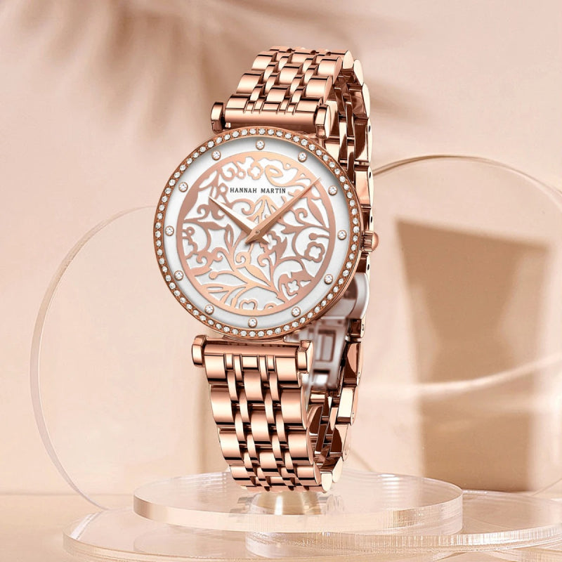 women's 3D dial stainless steel quartz watch, view 3 - MRSLM