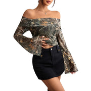 mesh printed off-shoulder fitted top, view 5 - MRSLM