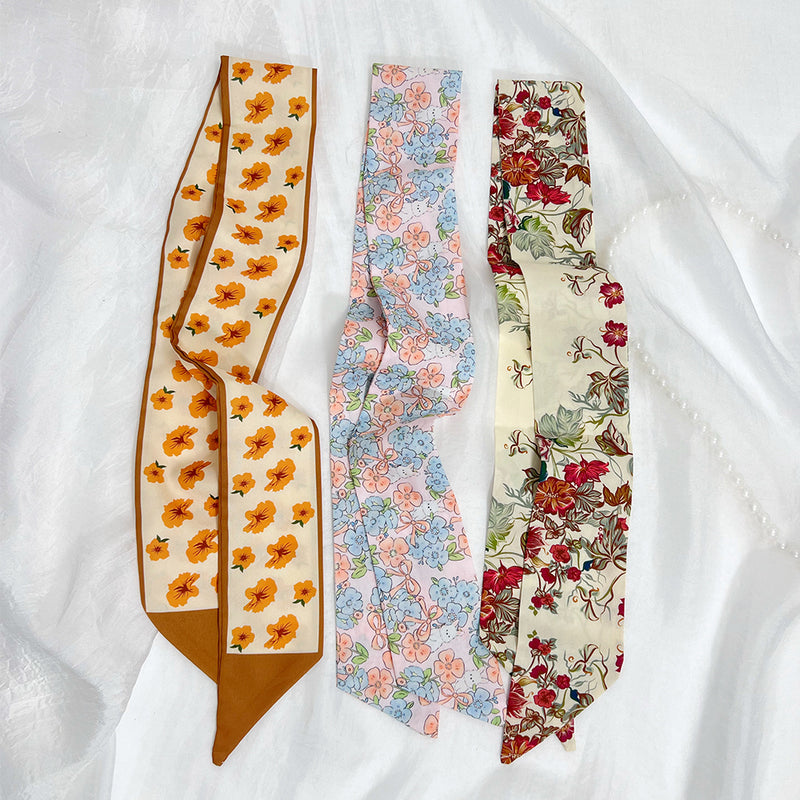 satin-feel ribbon hair ties and scarf set, view 2 - MRSLM