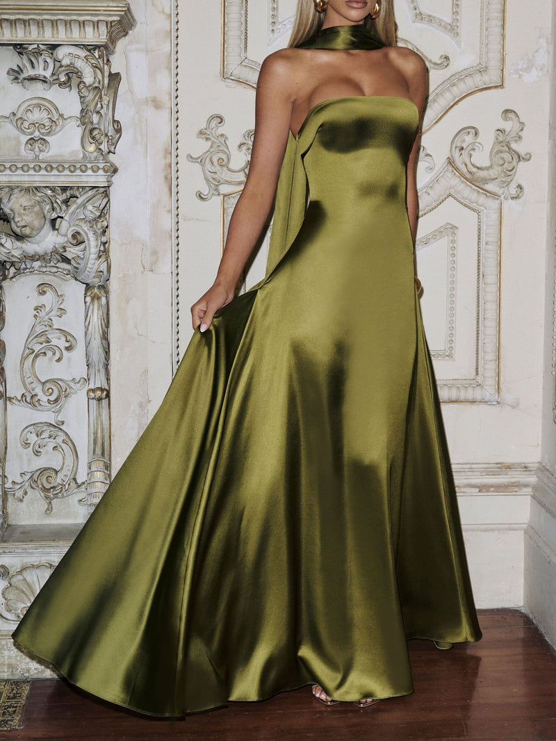 strapless satin maxi dress - MRSLM