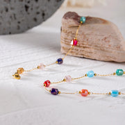 gold plated mixed glass necklace, view 5 - MRSLM